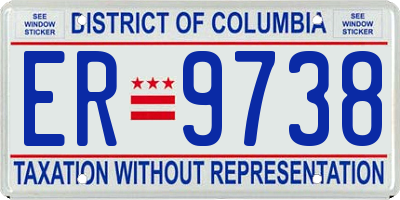 DC license plate ER9738