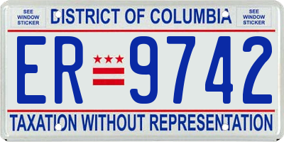 DC license plate ER9742