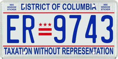 DC license plate ER9743