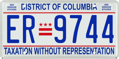 DC license plate ER9744