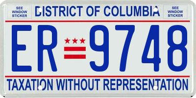 DC license plate ER9748