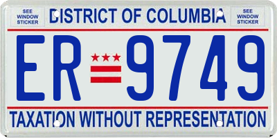 DC license plate ER9749