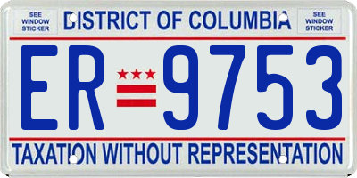 DC license plate ER9753
