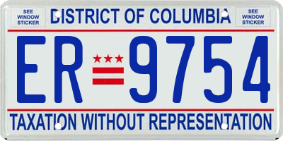 DC license plate ER9754