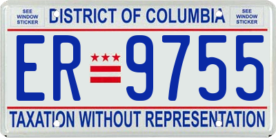 DC license plate ER9755
