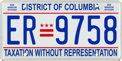 DC license plate ER9758