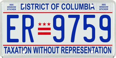 DC license plate ER9759
