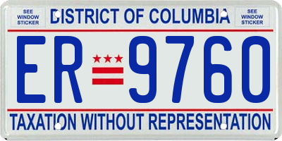 DC license plate ER9760