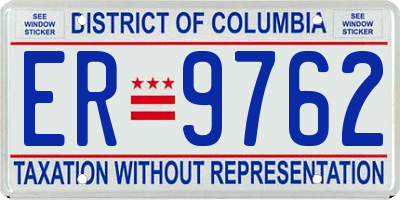 DC license plate ER9762