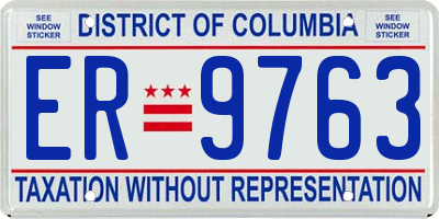 DC license plate ER9763