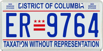 DC license plate ER9764