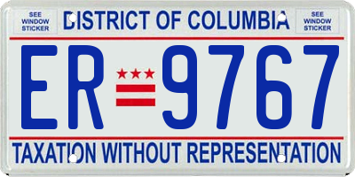 DC license plate ER9767