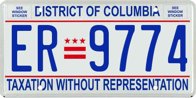 DC license plate ER9774