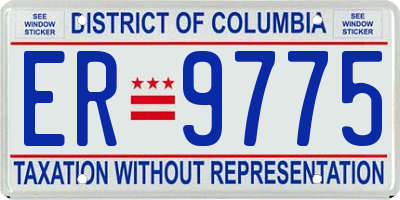 DC license plate ER9775