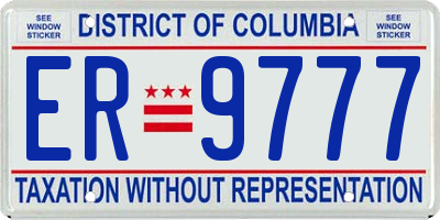 DC license plate ER9777