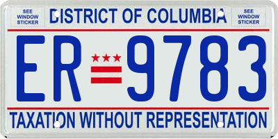 DC license plate ER9783