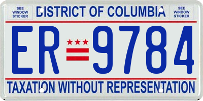 DC license plate ER9784