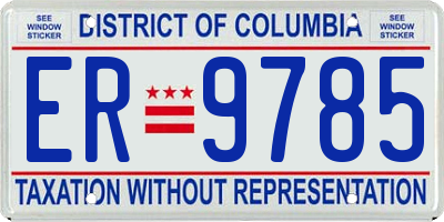 DC license plate ER9785