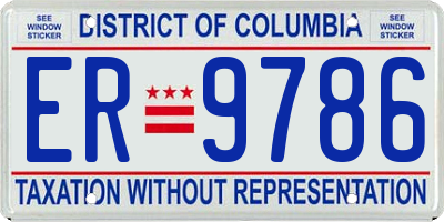DC license plate ER9786