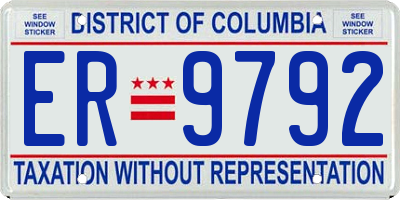 DC license plate ER9792
