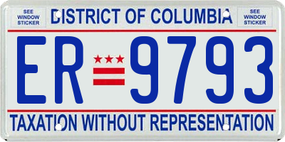 DC license plate ER9793