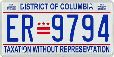 DC license plate ER9794