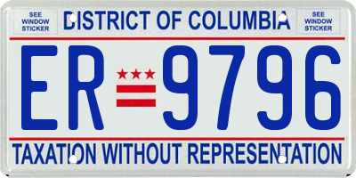 DC license plate ER9796