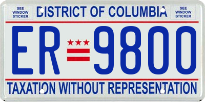 DC license plate ER9800