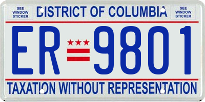 DC license plate ER9801