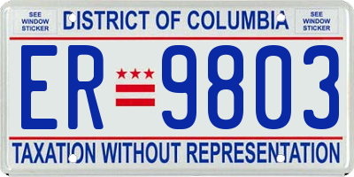 DC license plate ER9803