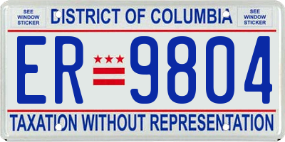 DC license plate ER9804