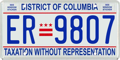 DC license plate ER9807