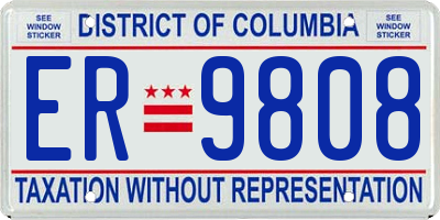 DC license plate ER9808
