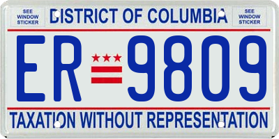 DC license plate ER9809