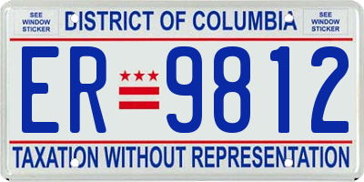 DC license plate ER9812