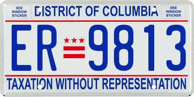 DC license plate ER9813