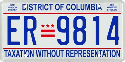 DC license plate ER9814
