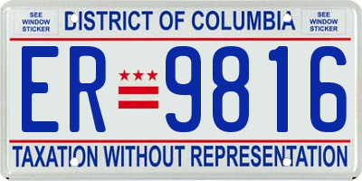 DC license plate ER9816