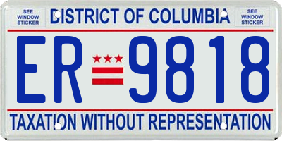 DC license plate ER9818