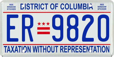 DC license plate ER9820