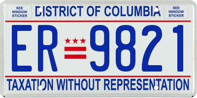 DC license plate ER9821
