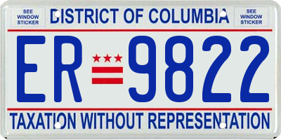 DC license plate ER9822