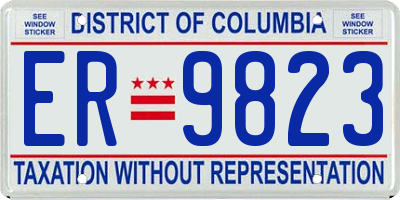DC license plate ER9823