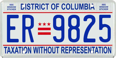 DC license plate ER9825