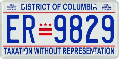 DC license plate ER9829