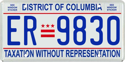 DC license plate ER9830