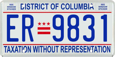 DC license plate ER9831