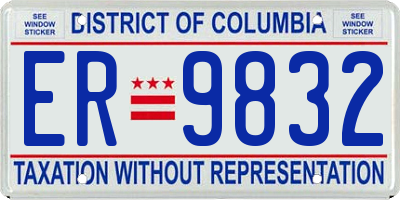 DC license plate ER9832