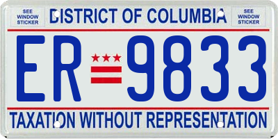 DC license plate ER9833