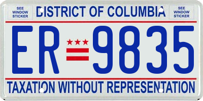 DC license plate ER9835